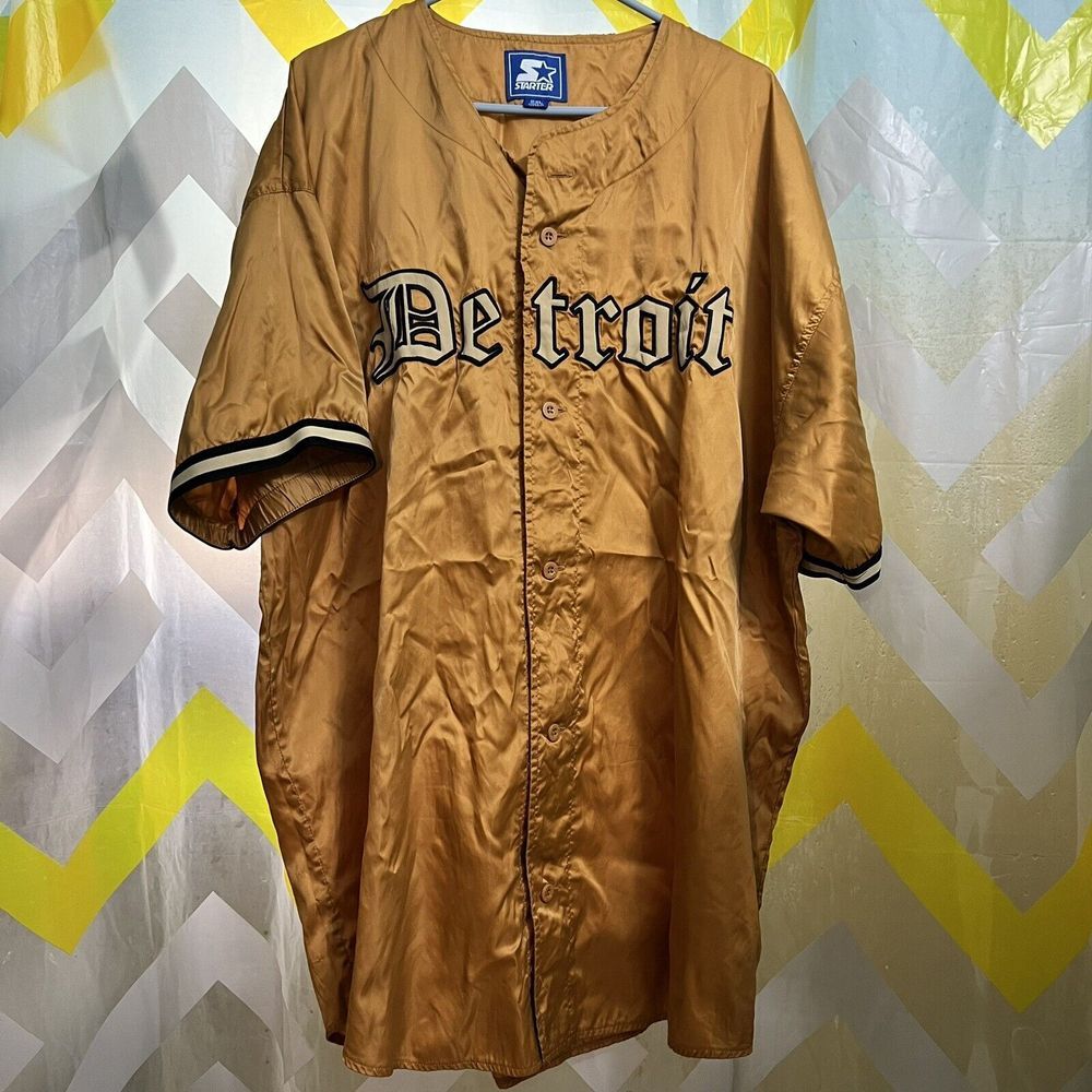VINTAGE STARTER DETROIT TIGERS BUTTON UP BASEBALL JERSEY Windbreaker SZ 2XL XXL